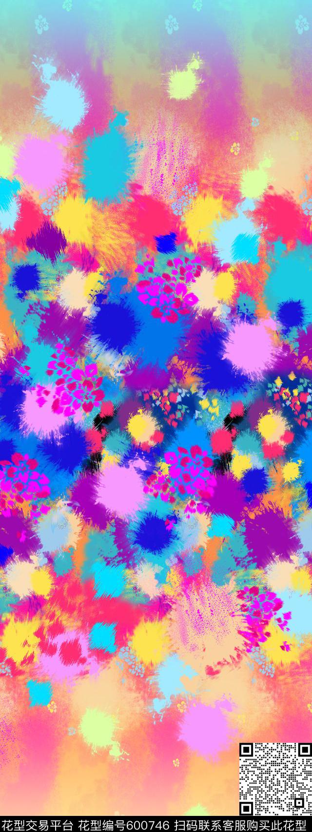 纹理彩色抽象数码印花华亿平台下载（图片编号: 600746） - 瓦栏（Walan）