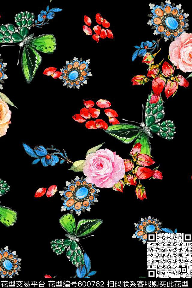 花卉手绘花瓣数码印花华亿平台下载（图片编号: 600762） - 瓦栏（Walan）