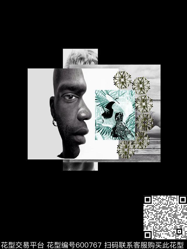 潮牌男装艺术拼图数码印花华亿平台下载（图片编号: 600767） - 瓦栏（Walan）