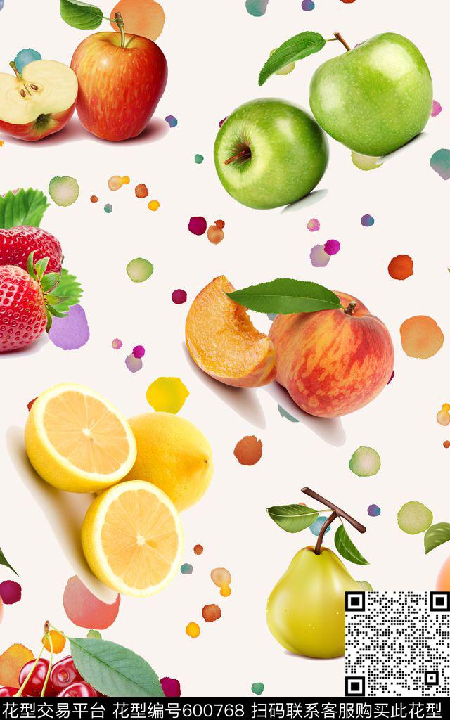 苹果可爱柠檬数码印花华亿平台下载（图片编号: 600768） - 瓦栏（Walan）