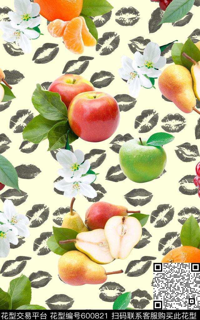 苹果植物吻数码印花华亿平台下载（图片编号: 600821） - 瓦栏（Walan）
