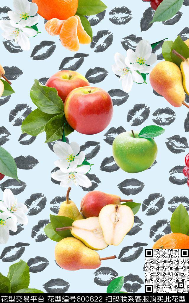 苹果植物吻数码印花华亿平台下载（图片编号: 600822） - 瓦栏（Walan）
