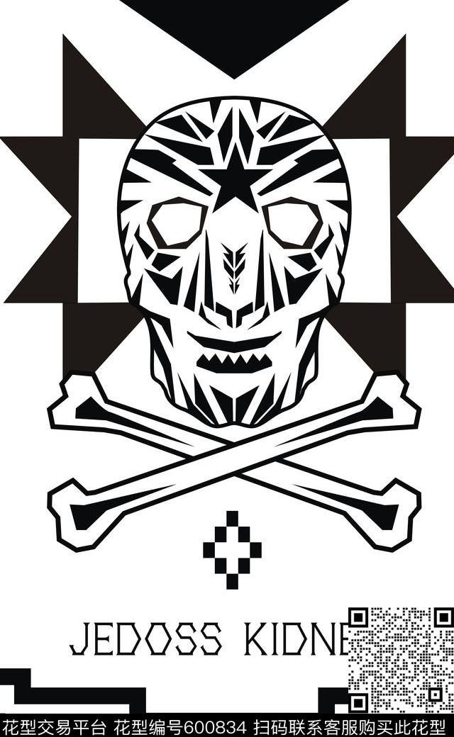 骷髅几何传统印花华亿平台下载（图片编号: 600834） - 瓦栏（Walan）