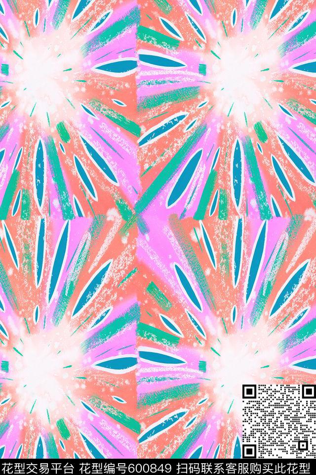 家纺抽象花卉纹理数码印花华亿平台下载（图片编号: 600849） - 瓦栏（Walan）