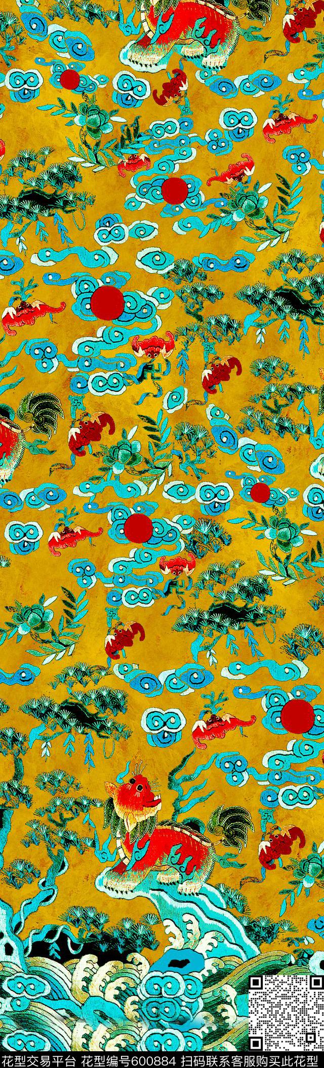 定位复古宫廷数码印花华亿平台下载（图片编号: 600884） - 瓦栏（Walan）