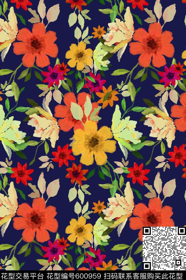 电脑手绘自然流行时尚传统印花华亿平台下载（图片编号: 600959） - 瓦栏（Walan）
