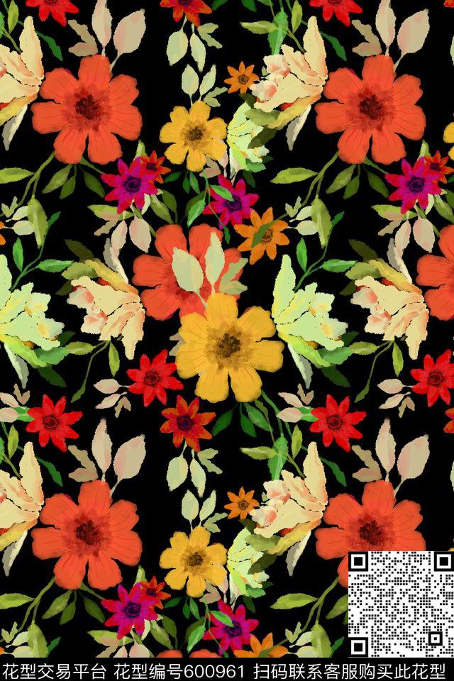 电脑手绘自然流行时尚传统印花华亿平台下载（图片编号: 600961） - 瓦栏（Walan）