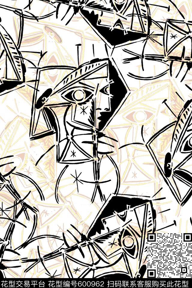 欧美人物油画T恤数码印花华亿平台下载（图片编号: 600962） - 瓦栏（Walan）