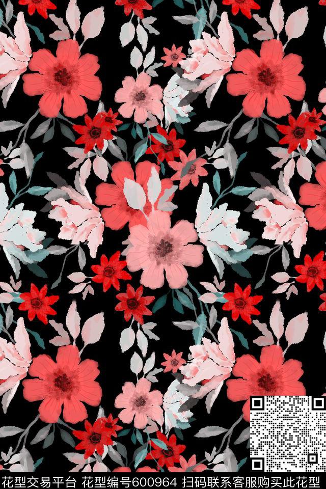 电脑手绘自然流行时尚传统印花华亿平台下载（图片编号: 600964） - 瓦栏（Walan）