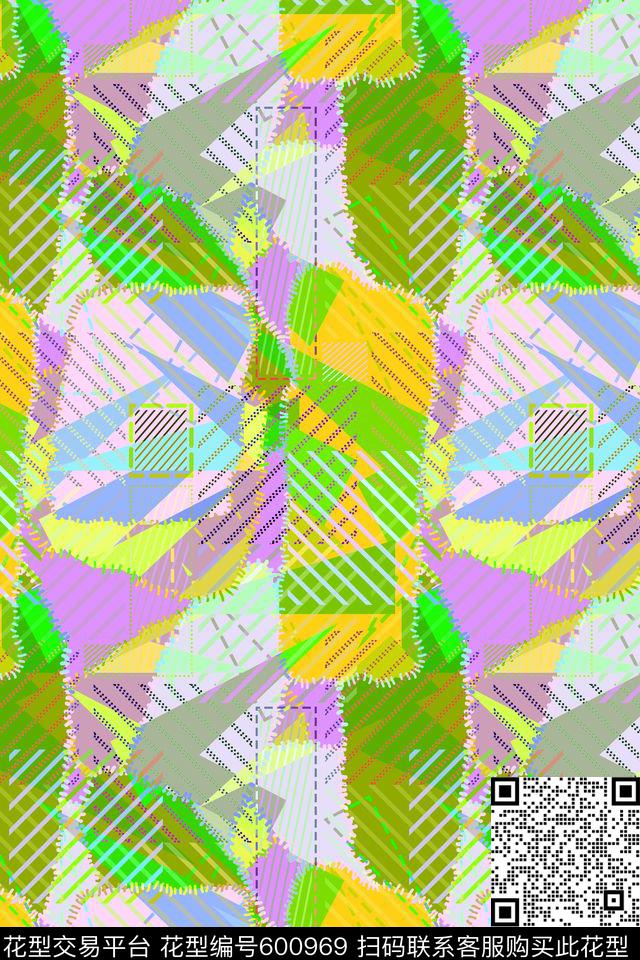 不规则几何抽象拼接传统印花华亿平台下载（图片编号: 600969） - 瓦栏（Walan）