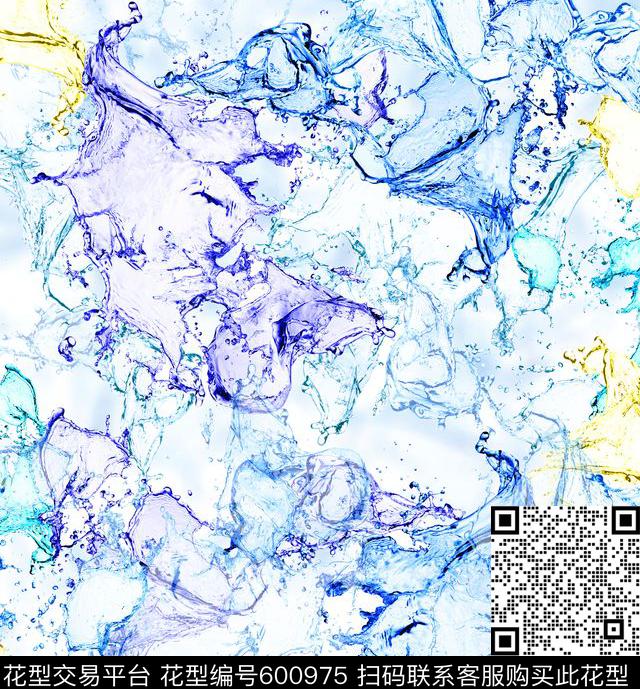 时装抽象水波纹数码印花华亿平台下载（图片编号: 600975） - 瓦栏（Walan）