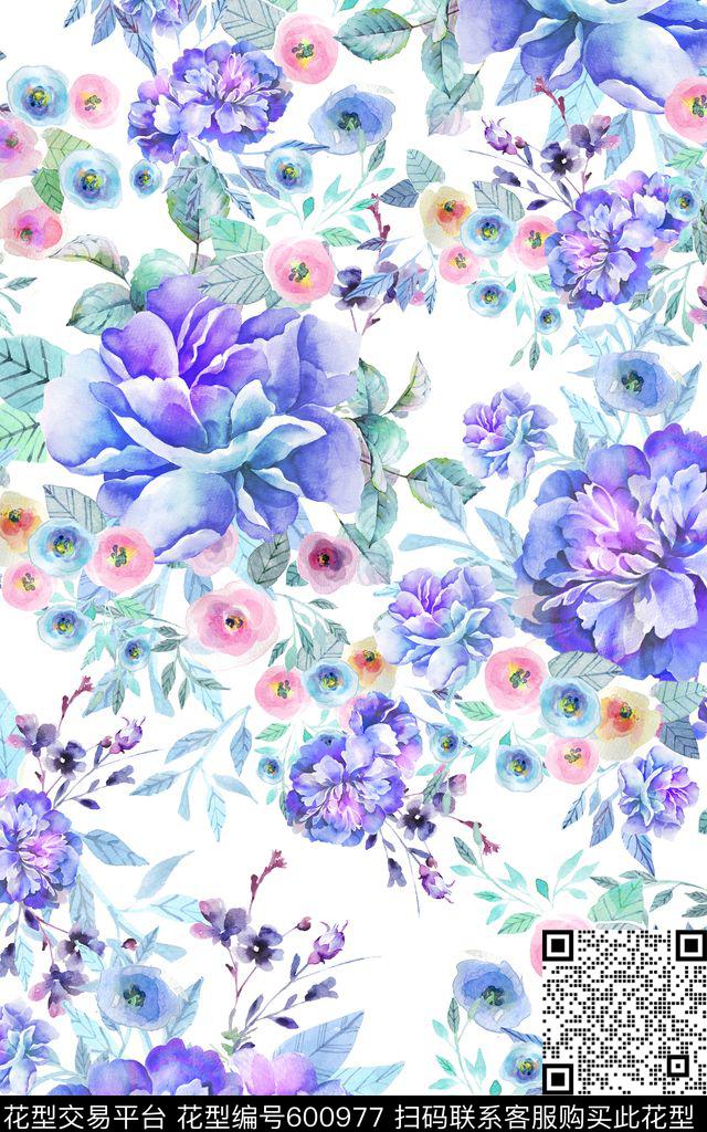 小碎花兰花花朵数码印花华亿平台下载（图片编号: 600977） - 瓦栏（Walan）