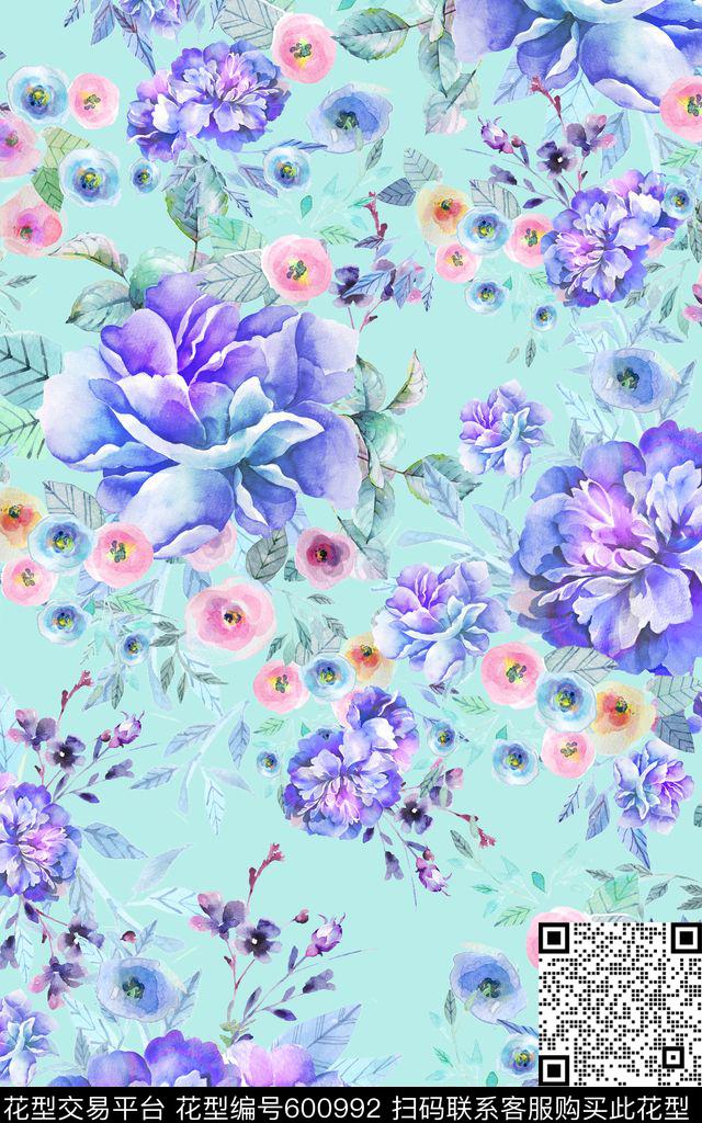 小碎花兰花花朵数码印花华亿平台下载（图片编号: 600992） - 瓦栏（Walan）