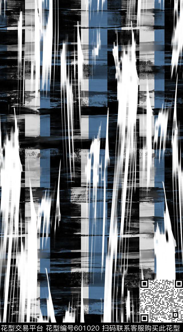 抽象纹理纹理格子男装衬衫数码印花华亿平台下载（图片编号: 601020） - 瓦栏（Walan）