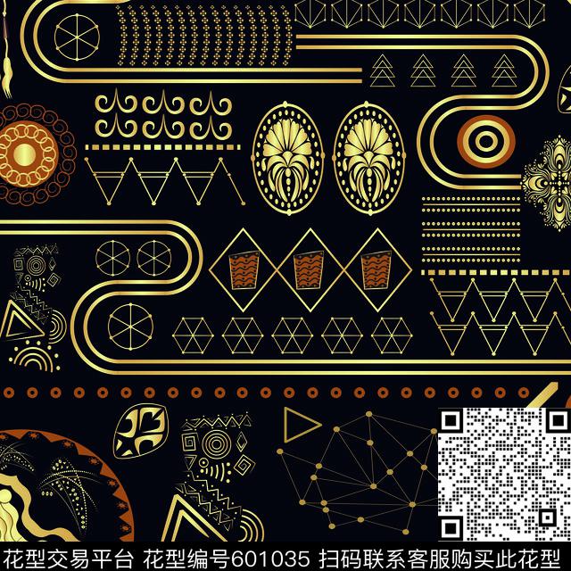 神秘王室复古结合几何奢靡时尚风独立原创概念设计文化与宗教符号传统印花华亿平台下载（图片编号: 601035） - 瓦栏（Walan）