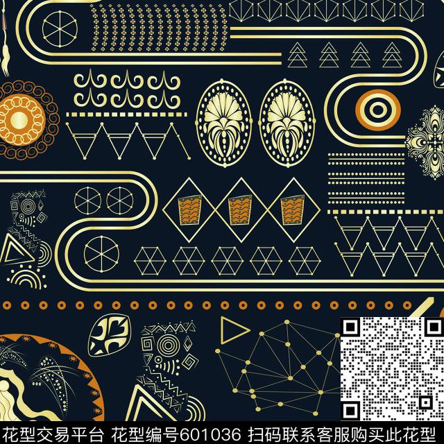 神秘王室复古结合几何奢靡时尚风独立原创概念设计文化与宗教符号传统印花华亿平台下载（图片编号: 601036） - 瓦栏（Walan）