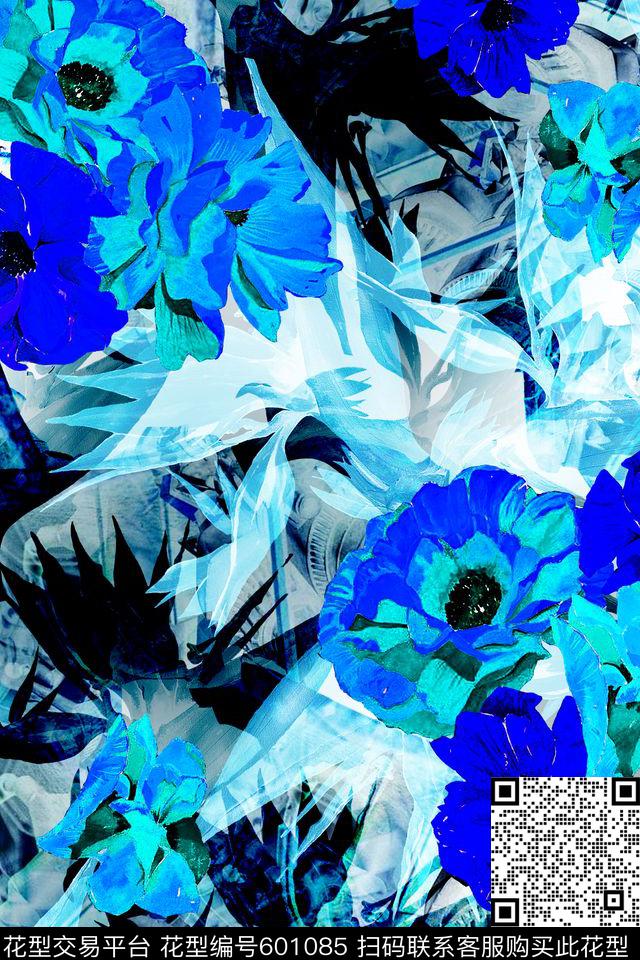 满版饱满水彩数码印花华亿平台下载（图片编号: 601085） - 瓦栏（Walan）