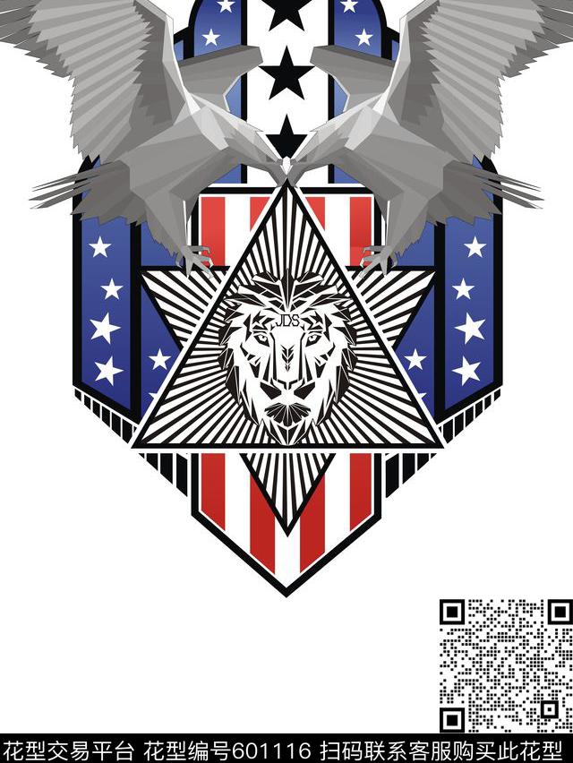 鹰　国旗　几何数码印花华亿平台下载（图片编号: 601116） - 瓦栏（Walan）