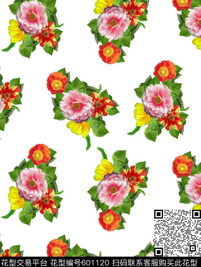 时尚花卉满版。大气。数码印花华亿平台下载（图片编号: 601120） - 瓦栏（Walan）