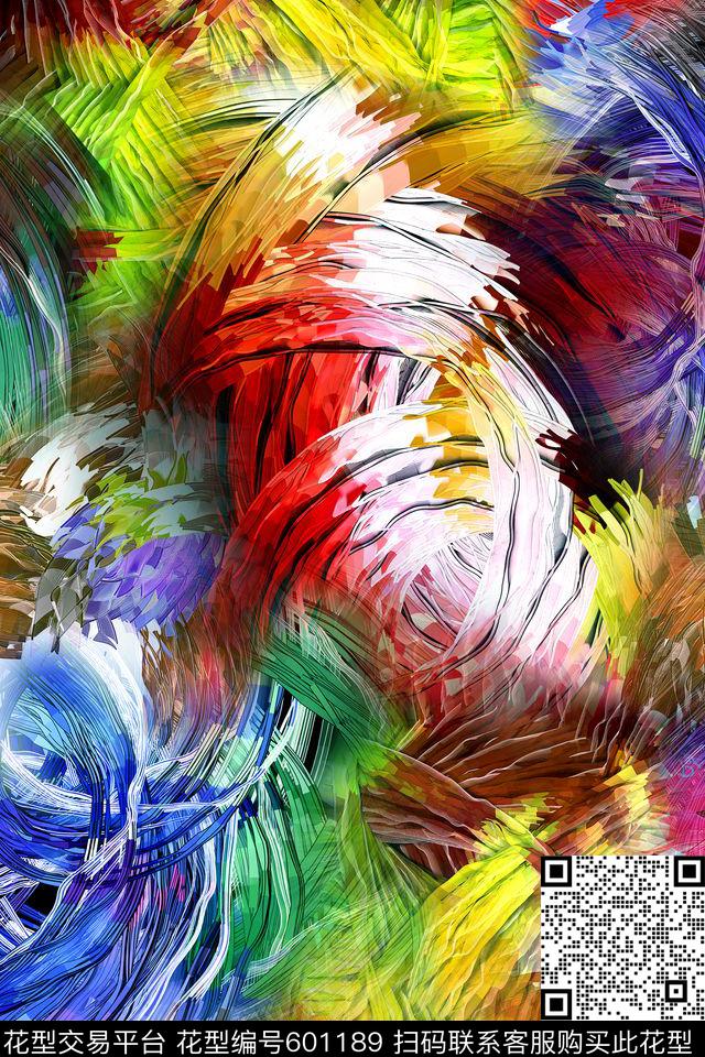 抽象炫彩线条数码印花华亿平台下载（图片编号: 601189） - 瓦栏（Walan）