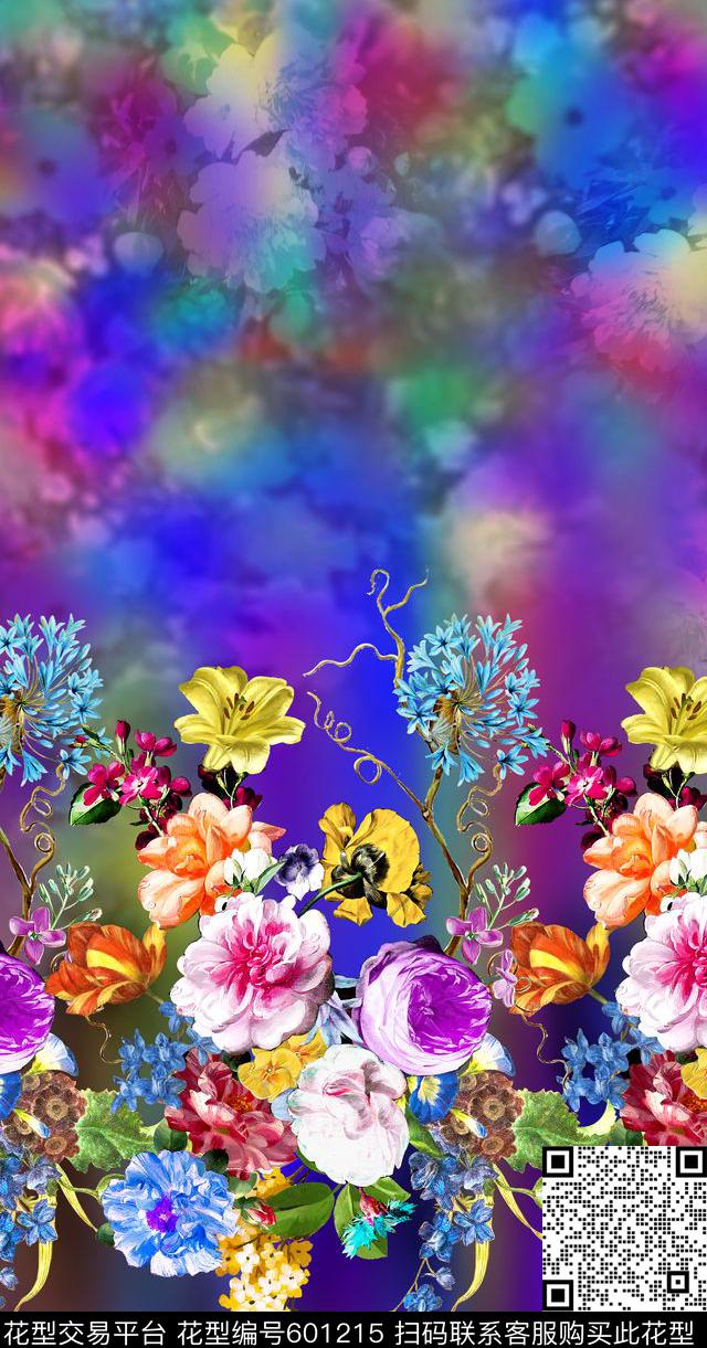 油画花卉隐花数码印花华亿平台下载（图片编号: 601215） - 瓦栏（Walan）