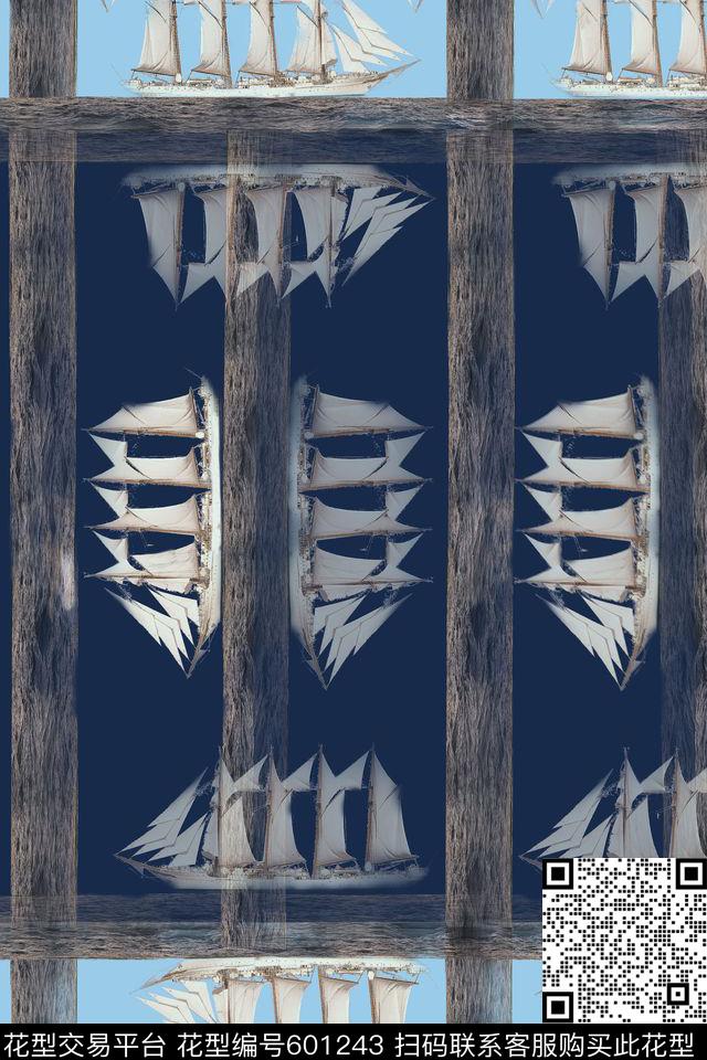 复古船数码印花华亿平台下载（图片编号: 601243） - 瓦栏（Walan）