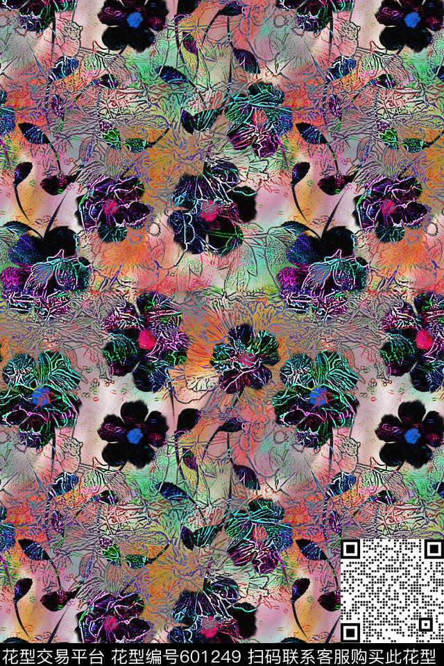 潮流时尚抽象前卫数码印花华亿平台下载（图片编号: 601249） - 瓦栏（Walan）