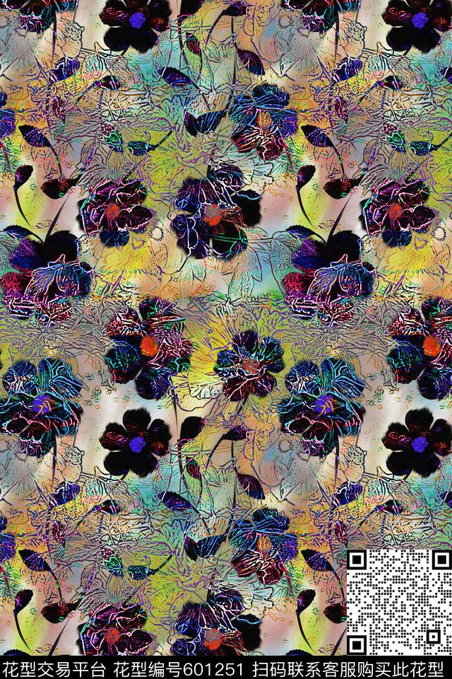 潮流时尚抽象前卫数码印花华亿平台下载（图片编号: 601251） - 瓦栏（Walan）