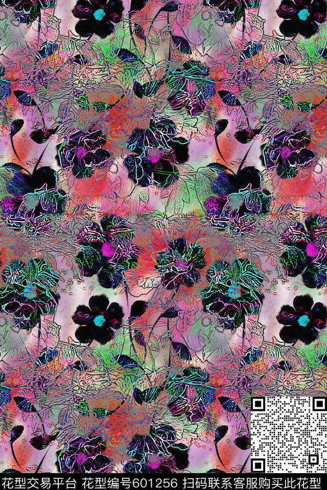 潮流时尚抽象前卫数码印花华亿平台下载（图片编号: 601256） - 瓦栏（Walan）