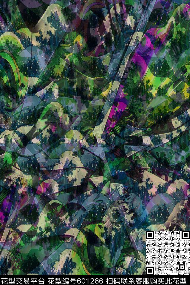 零点--女装男装抽象数码印花华亿平台下载（图片编号: 601266） - 瓦栏（Walan）