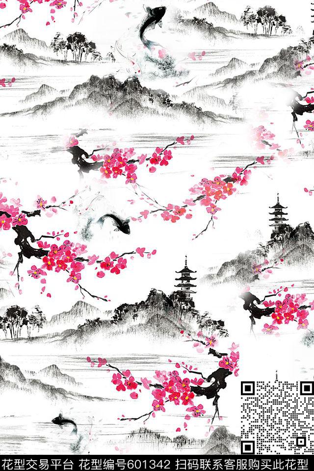 民族风中国风花朵数码印花华亿平台下载（图片编号: 601342） - 瓦栏（Walan）