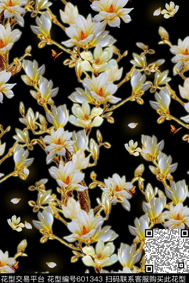 兰花花朵花卉数码印花华亿平台下载（图片编号: 601343） - 瓦栏（Walan）