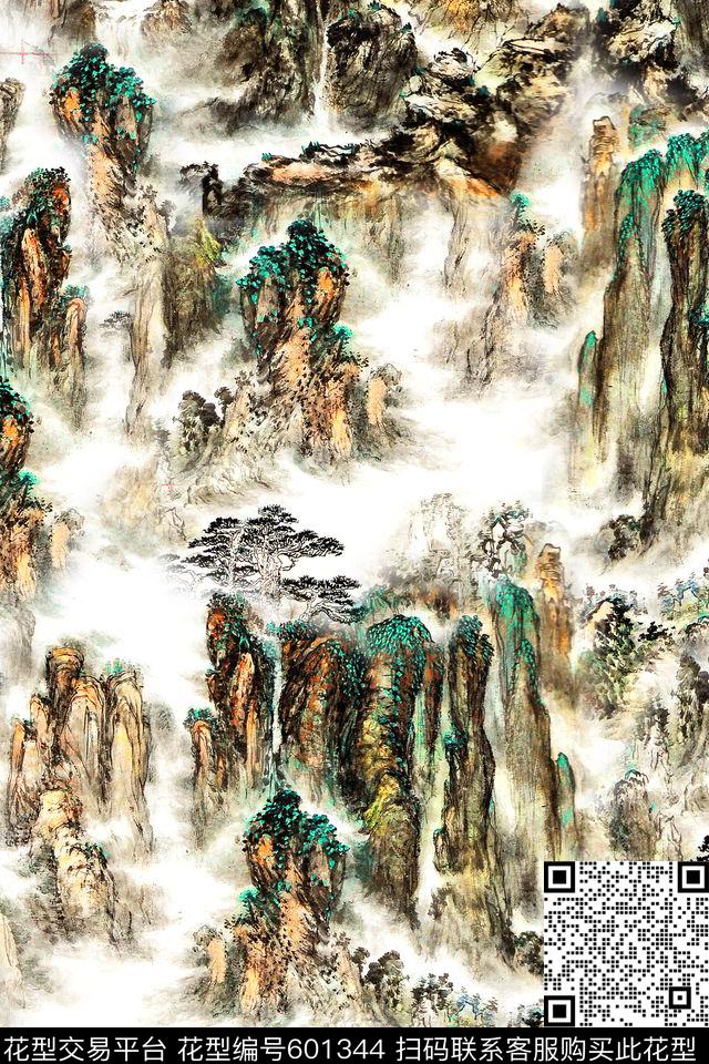 山川风景数码印花华亿平台下载（图片编号: 601344） - 瓦栏（Walan）