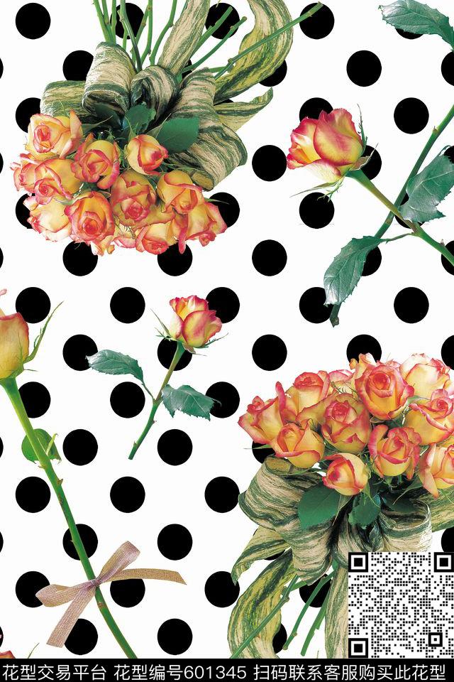 玫瑰花朵花卉数码印花华亿平台下载（图片编号: 601345） - 瓦栏（Walan）
