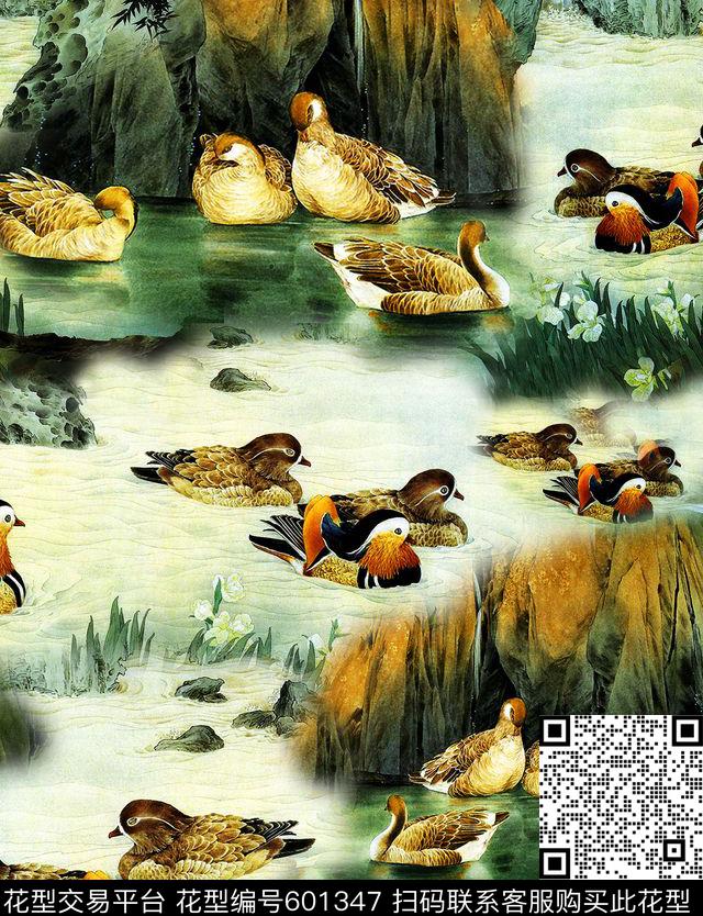 国画山水画民族风数码印花华亿平台下载（图片编号: 601347） - 瓦栏（Walan）