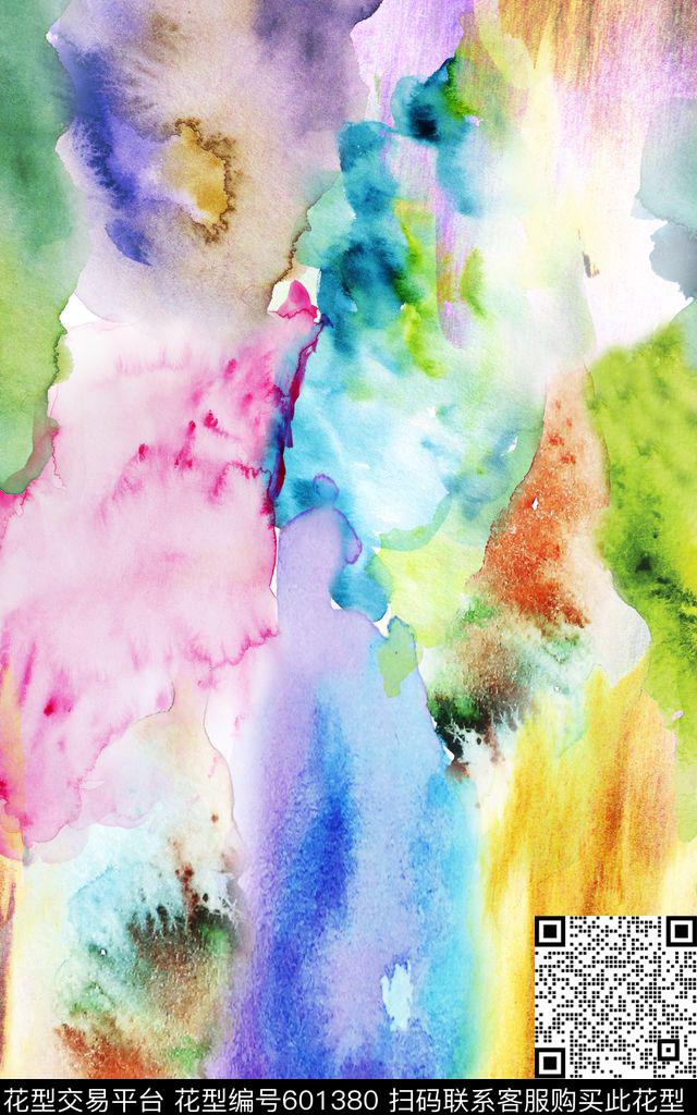 泼墨水彩墨迹数码印花华亿平台下载（图片编号: 601380） - 瓦栏（Walan）