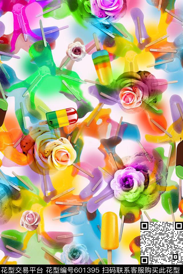 趣味冰棒雪糕数码印花华亿平台下载（图片编号: 601395） - 瓦栏（Walan）