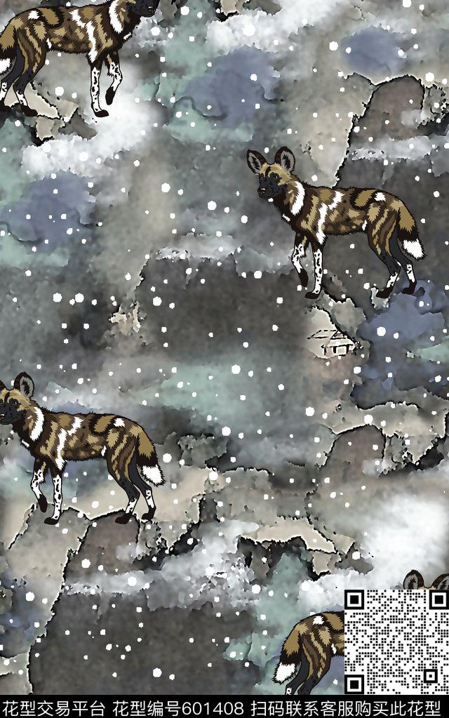 抽象迷彩纹理猎狗男装户外服数码印花华亿平台下载（图片编号: 601408） - 瓦栏（Walan）