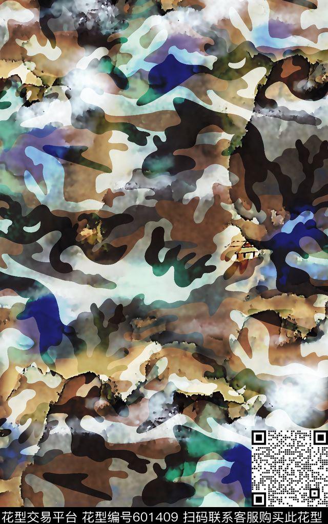 抽象男装迷彩纹理男装衬衫数码印花华亿平台下载（图片编号: 601409） - 瓦栏（Walan）