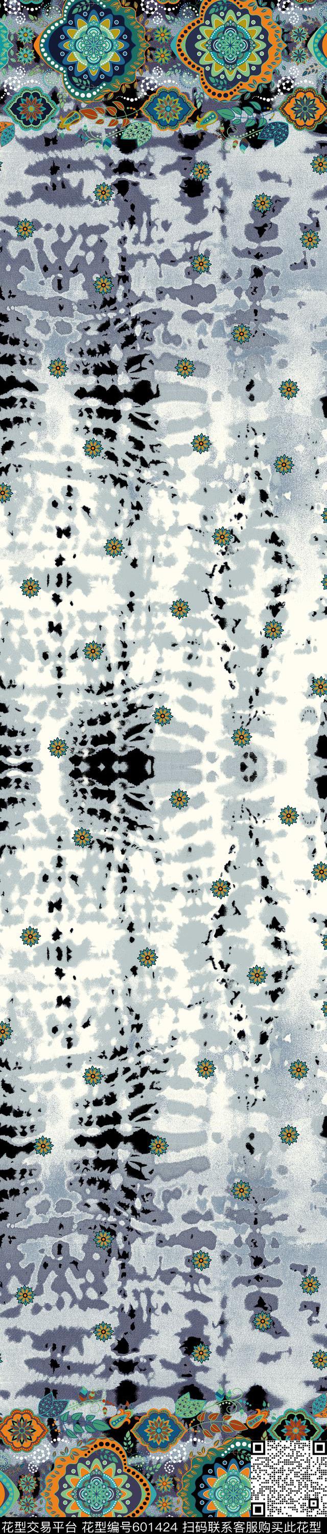 波西米亚民族风双边定位印花传统印花华亿平台下载（图片编号: 601424） - 瓦栏（Walan）