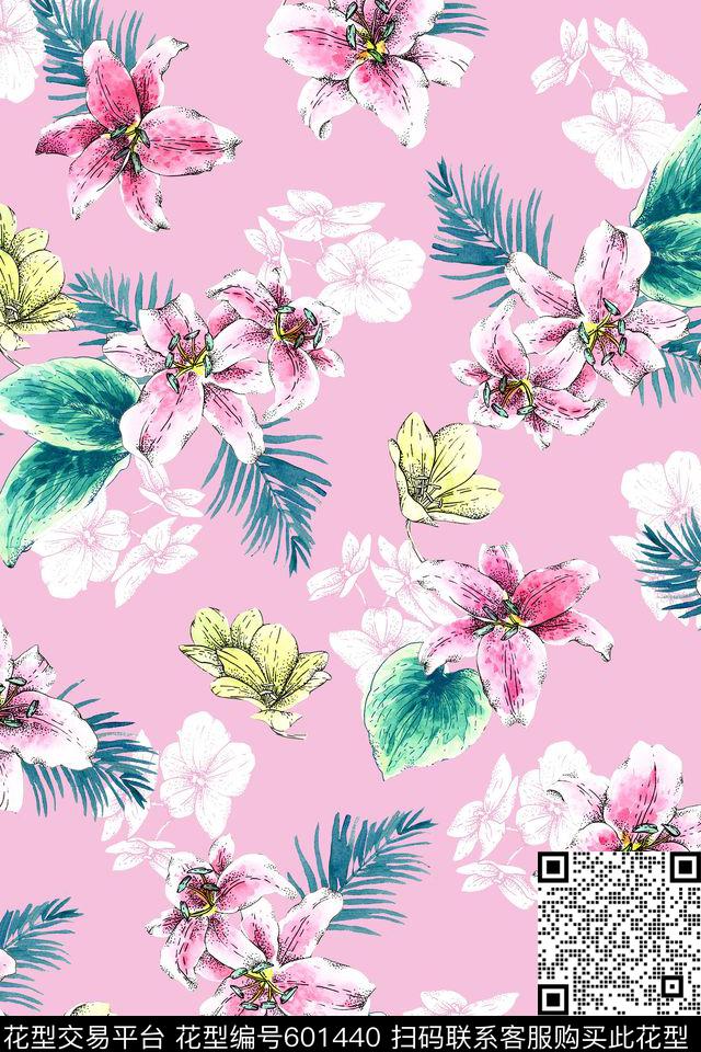 淡色清爽小花数码印花华亿平台下载（图片编号: 601440） - 瓦栏（Walan）