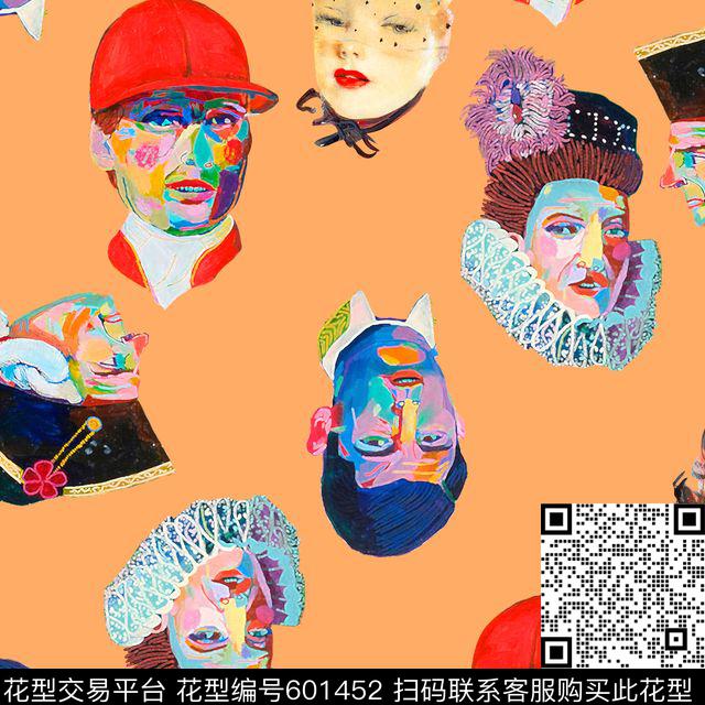 油画人物羽绒服。女装数码印花华亿平台下载（图片编号: 601452） - 瓦栏（Walan）