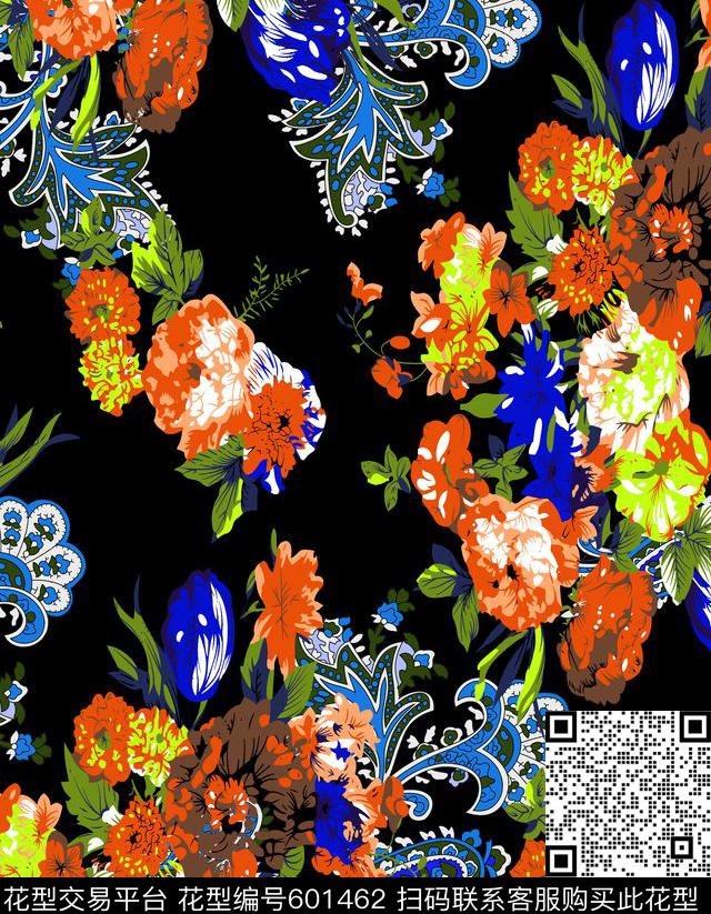 抽象几何清爽梦幻艺术平底立体手绘满版最新高清数码蕾丝民族中国风绣花珠宝肌理时尚潮

流大牌复古欧美风抽象花卉腰果女装裙数码印花华亿平台下载（图片编号: 601462） - 瓦栏（Walan）