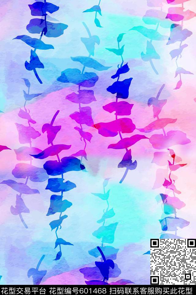 时尚清新水彩风手绘数码印花华亿平台下载（图片编号: 601468） - 瓦栏（Walan）