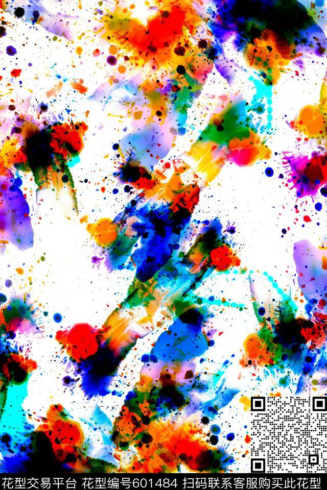 抽象水彩墨点水彩多彩水彩数码印花华亿平台下载（图片编号: 601484） - 瓦栏（Walan）