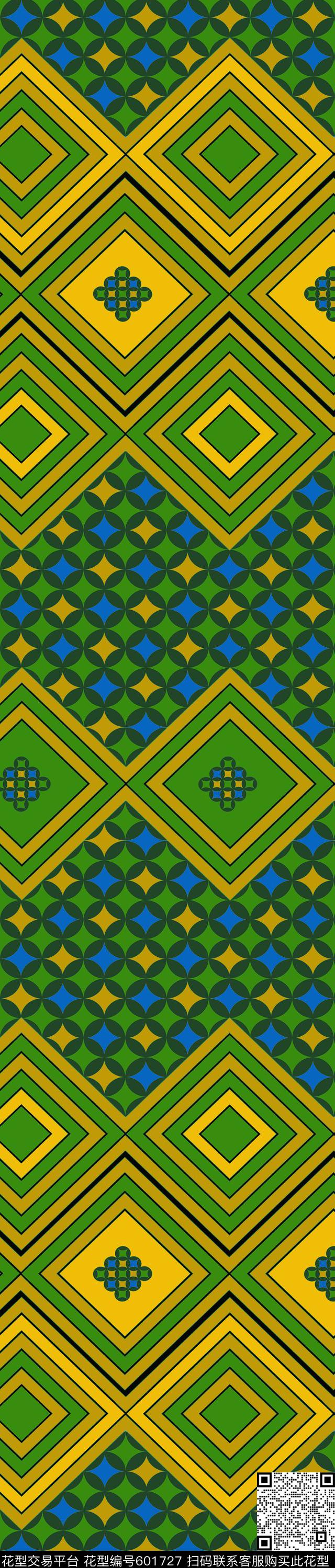 菱形民族双边定位印花传统印花华亿平台下载（图片编号: 601727） - 瓦栏（Walan）