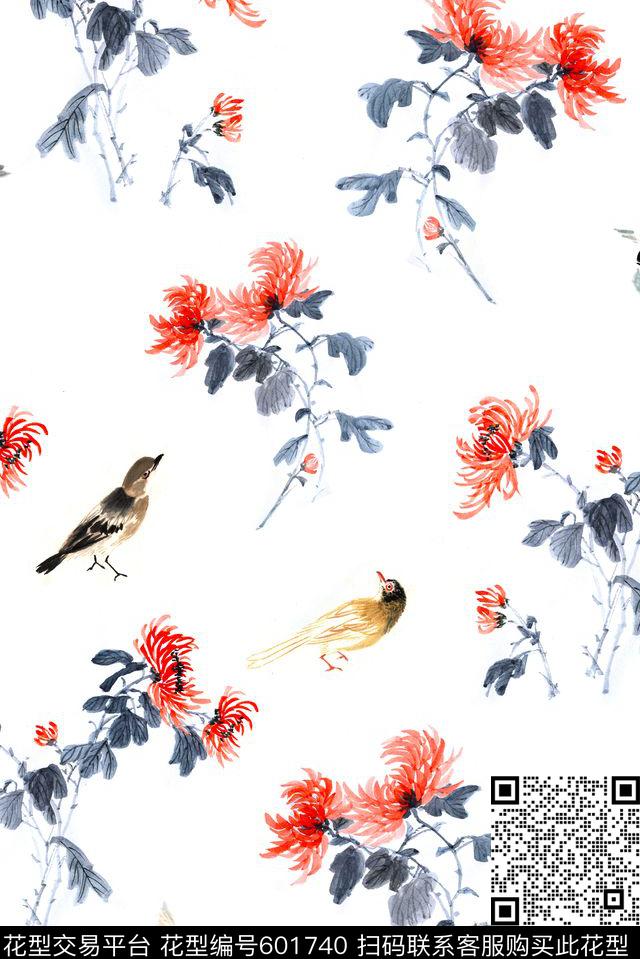 大花牡丹竹数码印花华亿平台下载（图片编号: 601740） - 瓦栏（Walan）