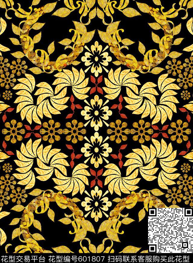 满版大气民族风数码印花华亿平台下载（图片编号: 601807） - 瓦栏（Walan）