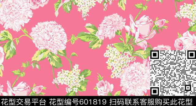牡丹乱花花卉传统印花华亿平台下载（图片编号: 601819） - 瓦栏（Walan）