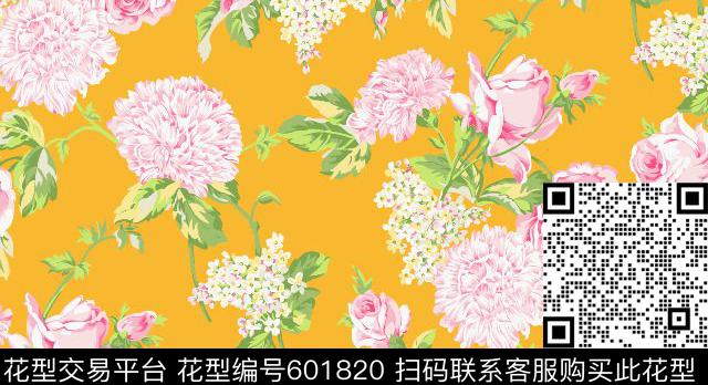 牡丹乱花花卉传统印花华亿平台下载（图片编号: 601820） - 瓦栏（Walan）